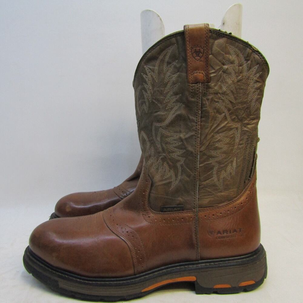 EUC Ariat Mens Sz 14 D Brown Leather Stockman Composite Toe Cowboy Western Boots